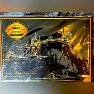 YUELU 'SCRATCH ART' Painting - Colorful City Lot Tower Bridge London